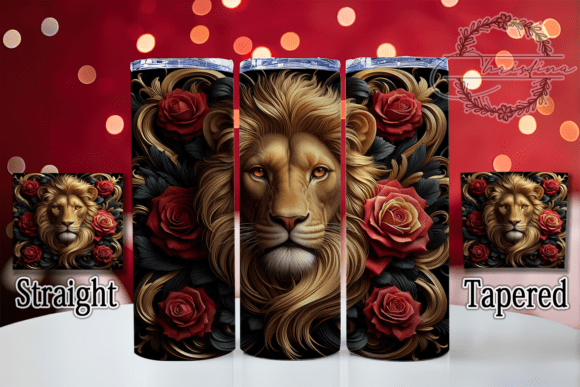 3D Black Gold Lion Tumbler