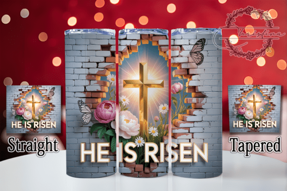 3D He is Risen Cross Tumbler