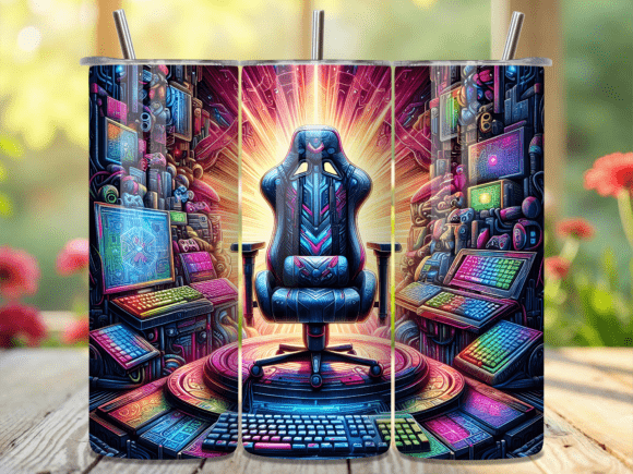 3D Neon Gaming Room Setup Tumbler Wrap: A Creative Solution for Custom Drinkware