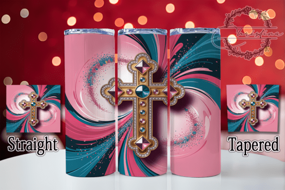 3D Pink Teal Jesus Cross Tumbler: A Stylish and Versatile Design for Creative Projects