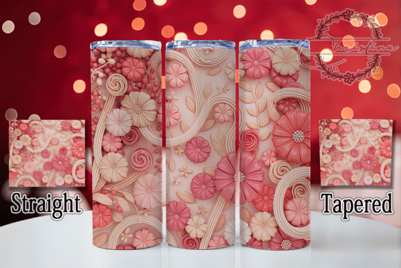 3D Puffy Pink Floral Tumbler