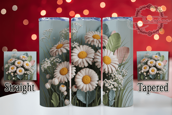 3D White Daisy Floral Tumbler