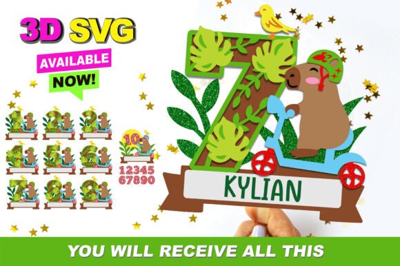 Capybara Ride Numbers Topper 3D SVG: A Versatile Design for Every Project