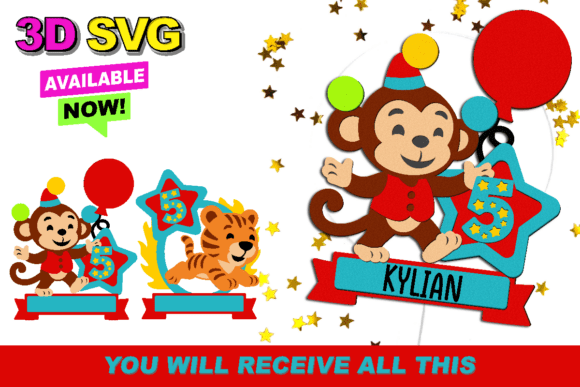Circus Cake Topper 3D SVG