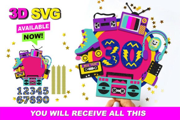Cute 90s Cake Topper 3D SVG: A Versatile Digital Design for Creative Projects