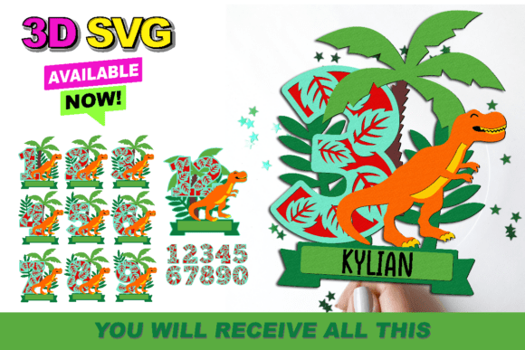 Dinosaur Numbers Topper 3D SVG: A Creative Tool for Every Project