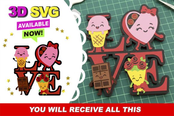 Love Cake Topper 3D SVG