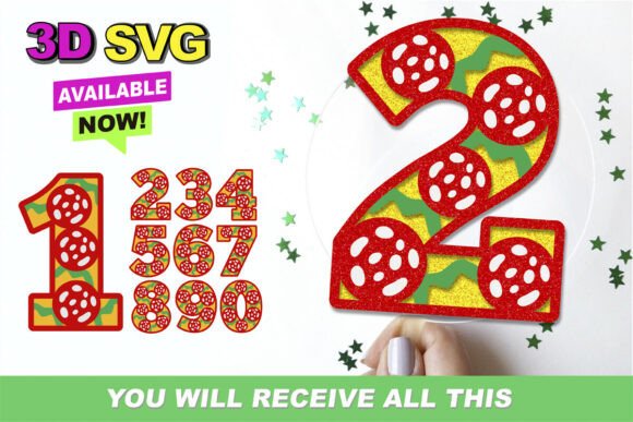 Pepperoni Numbers 3D SVG